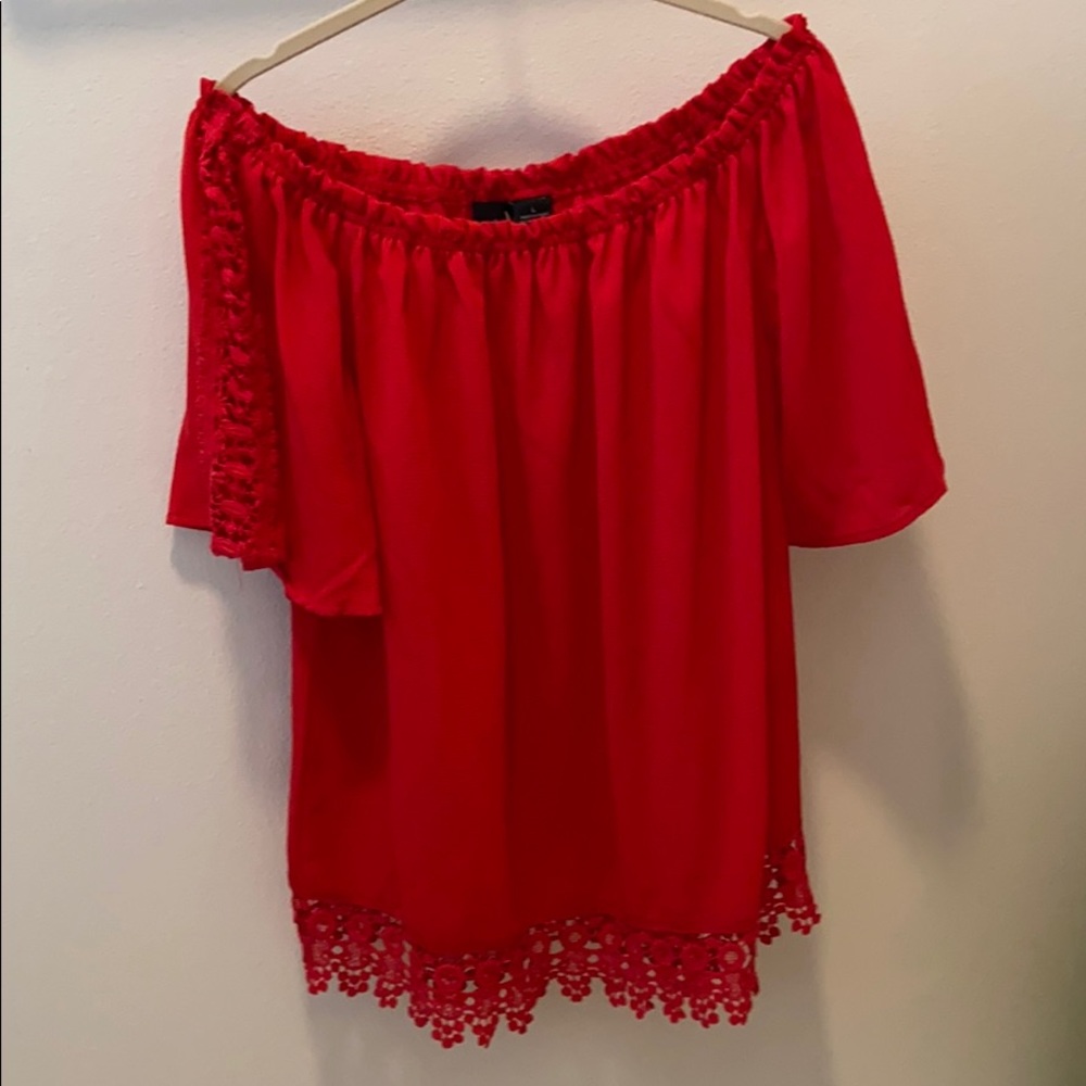 Red off the shoulder top